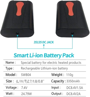 Riscaldatore alimentato a batteria al litio da 3,7 V Batteria con rivestimento riscaldato da 7,7 kg da 7,4 V