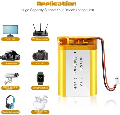 Batteria ricaricabile 3.7v 2000mah/batteria agli ioni di litio di NCM Li-ione JST