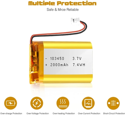 Batteria ricaricabile 3.7v 2000mah/batteria agli ioni di litio di NCM Li-ione JST