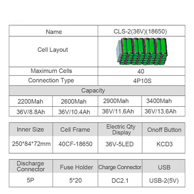 peso elettrico del pacchetto 36v 10.4ah 5.2kg della batteria al litio della bicicletta 7S3P